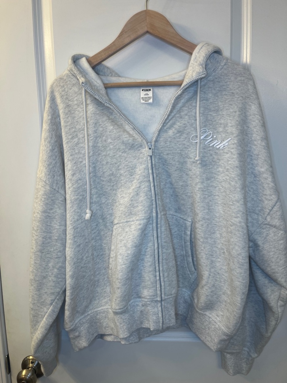 PINK Victoria's Secret Light Gray Zip-Up Hoodie